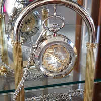 mechanical silver fob watch