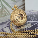 Gold pocket watch with chain on a banknote background
