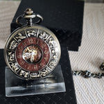 Vintage pocket watch with zodiac symbols on a stand