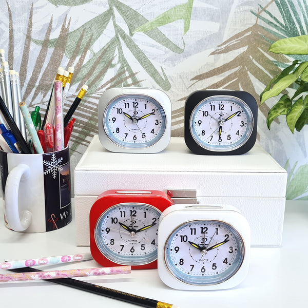 alarm clock sweep silent bedside 4 colours
