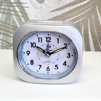 alarm clock sweep silent bedside silver