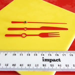 clock hands knife fork red