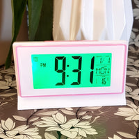 digital world time alarm clock with light
