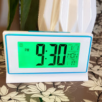 digital world time alarm clock with light